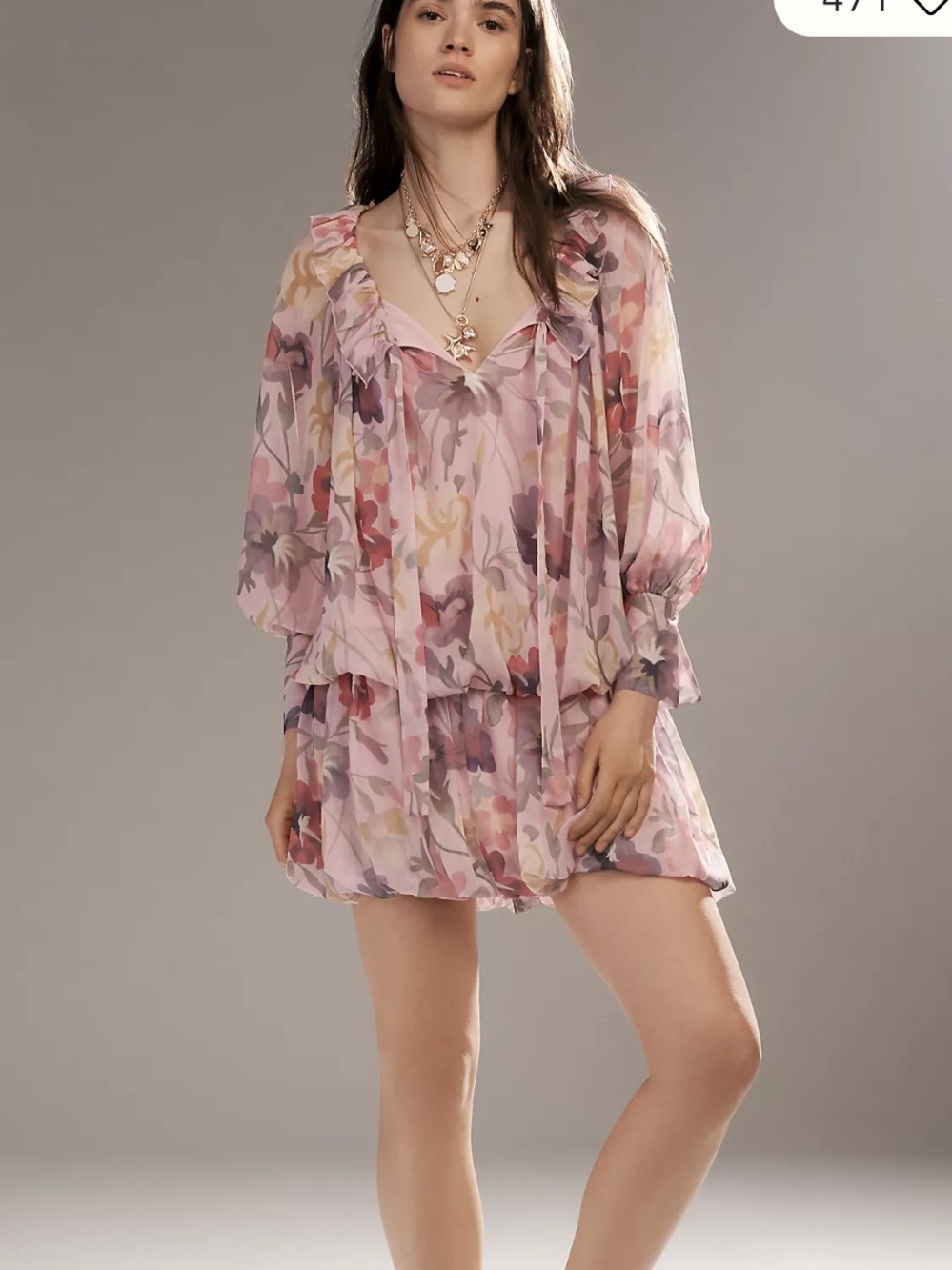 GORG Pink Floral Ruffle Mini Dress
